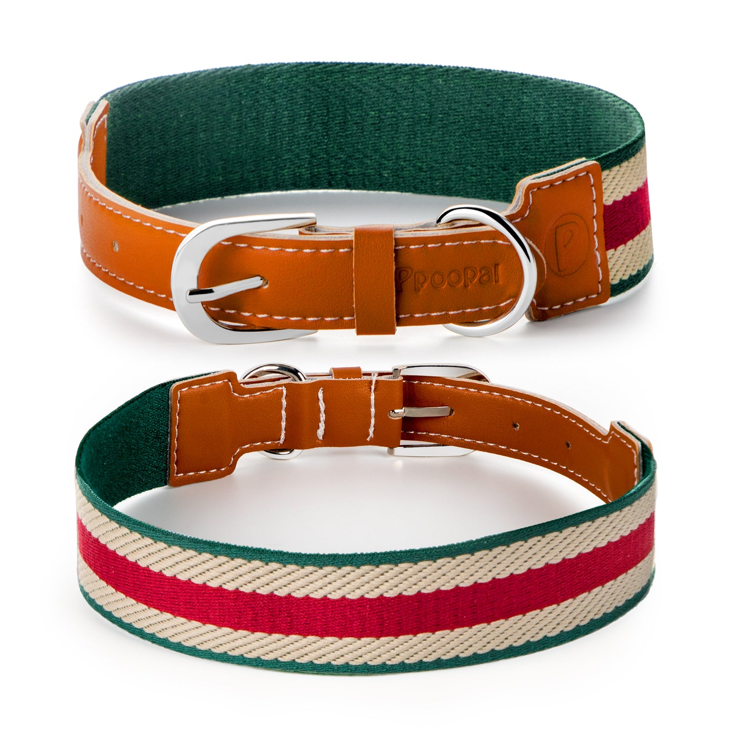 Top-Grain Leather Dog Collar, Adjustable Choke Proof Wider Dog Collars, Dual Stitch Metal D-Ring Buckle