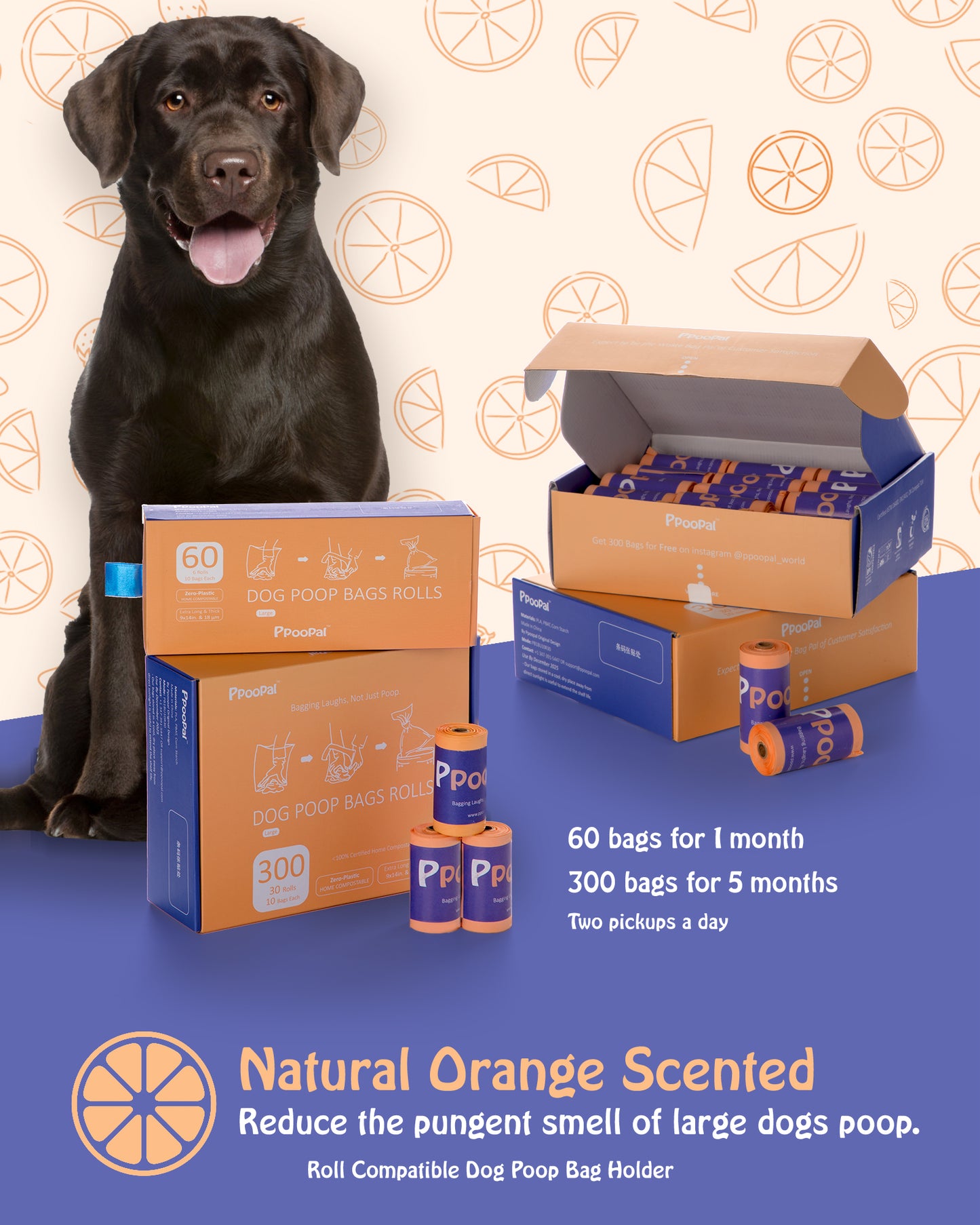 300 Bags-Zero-Plastic 18 µm Dog Poop Bags Rolls, Fully Biodegradable