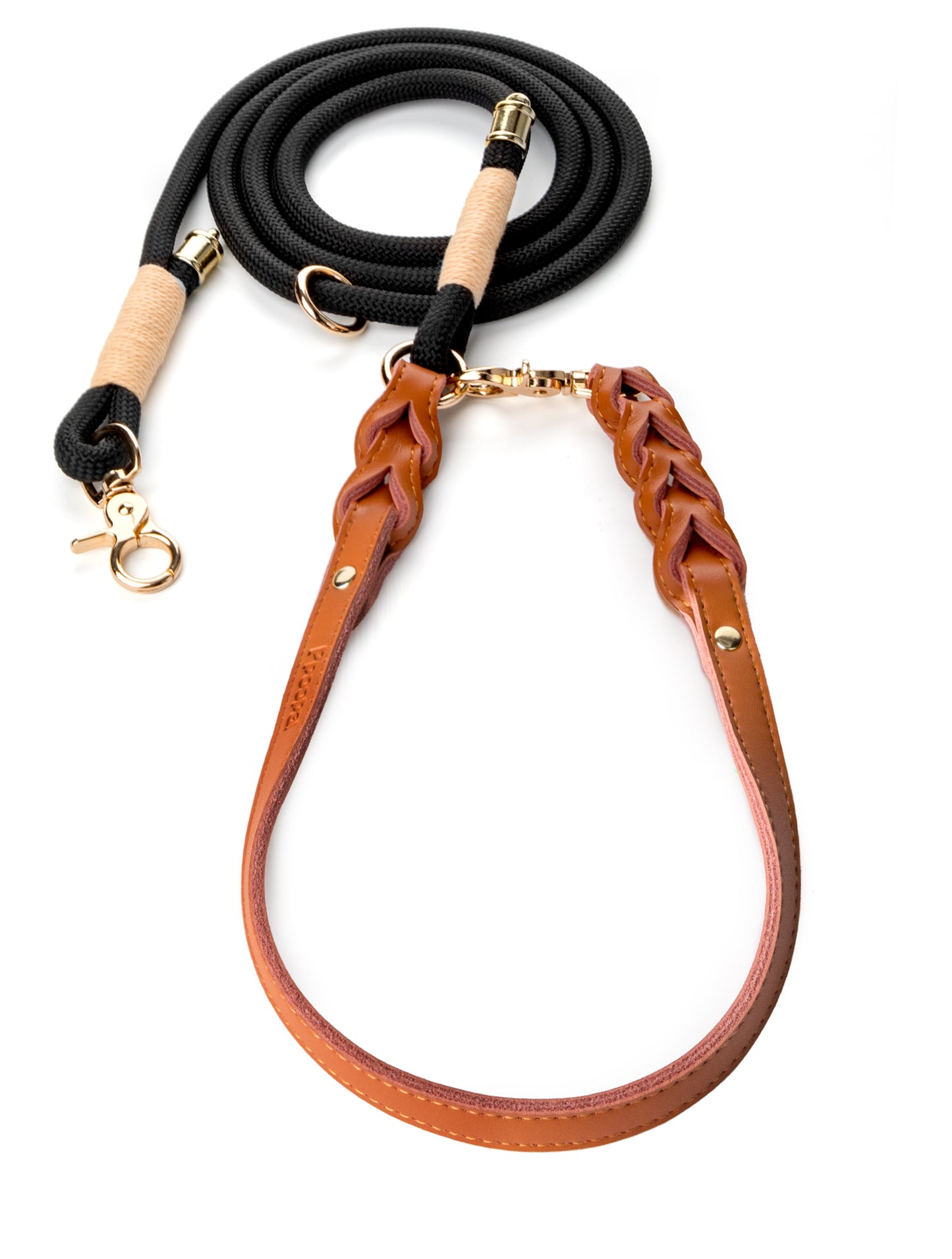 7-IN-1 Premium Leather Dog Leash, 7FT Heavy-Duty Slip Lead for Medium & Large Dogs, Durable Waterproof Design for Training