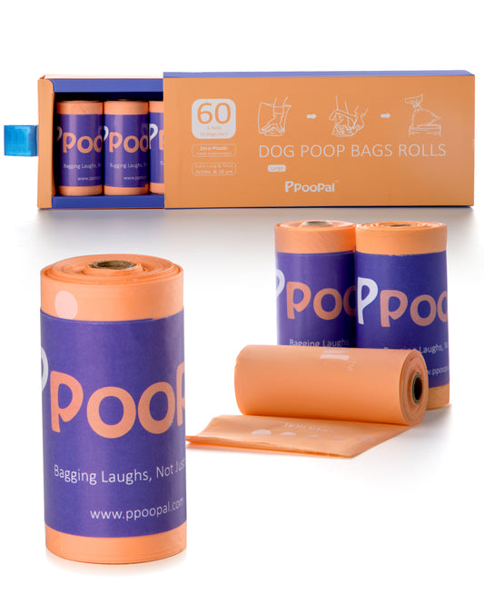 60 Bags Zero Plastic Leak-Proof Dog Poop Bags Rolls- Unscented 100% Home Compostable